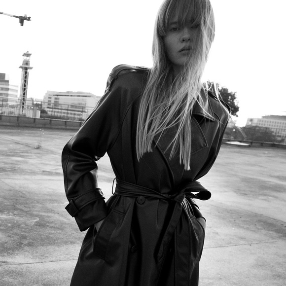 ZARA BELTED FAUX LEATHER TRENCH XS - Picture 4 of 5
